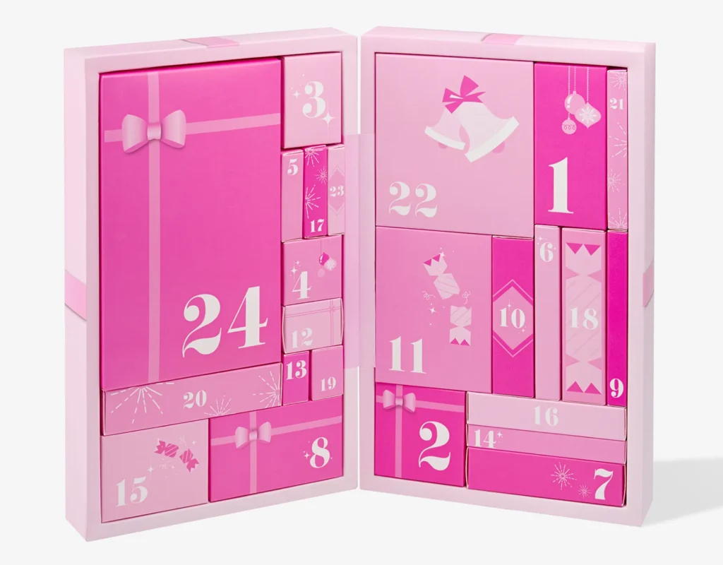 La caja abierta del Calendario de adviento Brushworks 2025