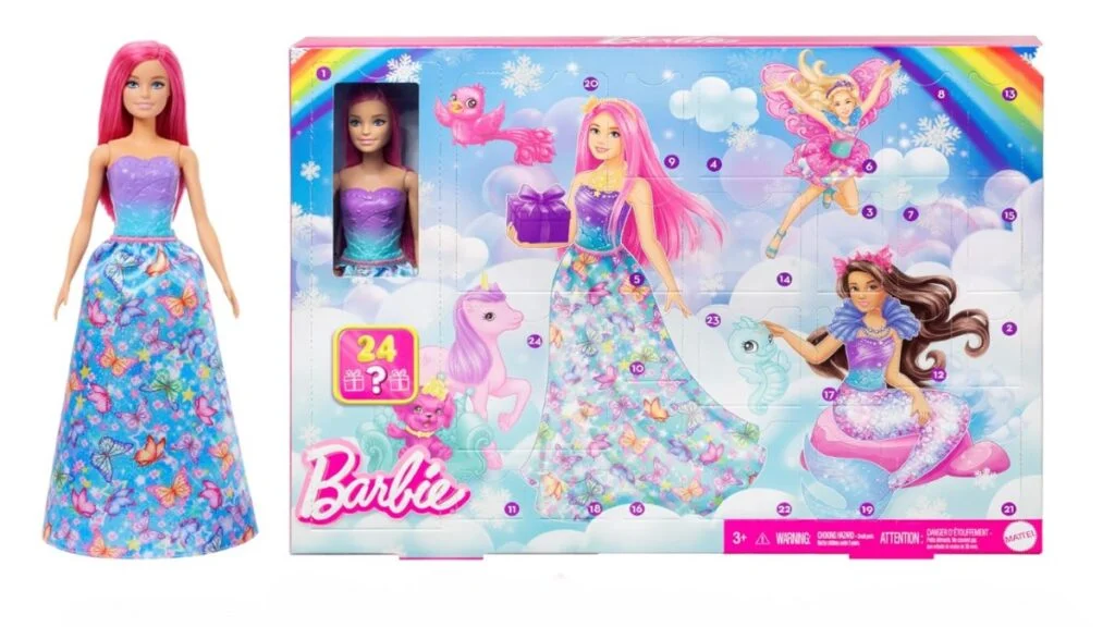 Calendarios de Adviento Barbie 1 La muñeca y la caja del Calendario de Adviento Barbie 2024
