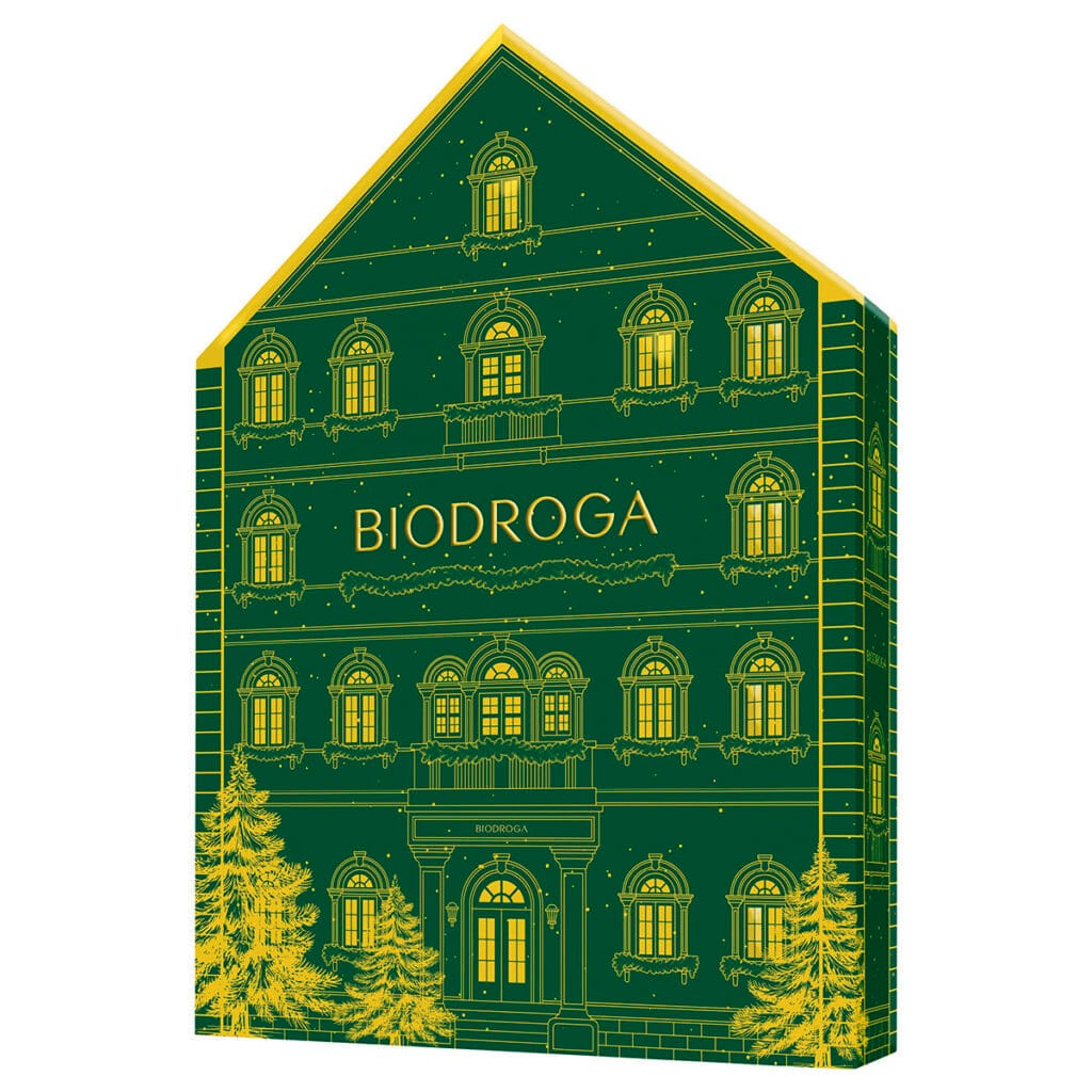 La caja en forma de casa del Calendario de adviento Biodroga 2025
