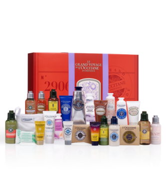 La caja y los productos del Calendario de Adviento L'Occitane 2024 Clásico