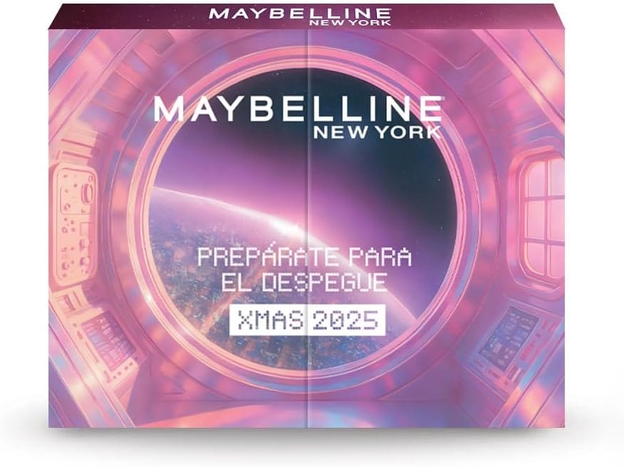 El frontal de la caja del Calendario de Adviento Maybelline New York 2025 de 12 días