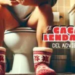 Un hombre sentado en la taza del váter para promocionar el Caca-lendario del Adviento