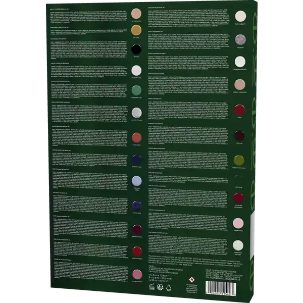 Parte trasera de la caja del Calendario de adviento Essie 2025