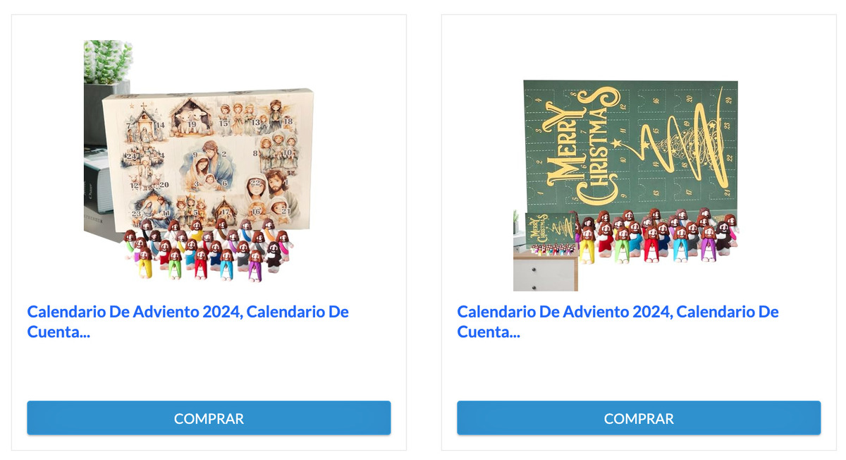 Dos calendarios de Adviento con muñecos de Jesucristo, en Amazon