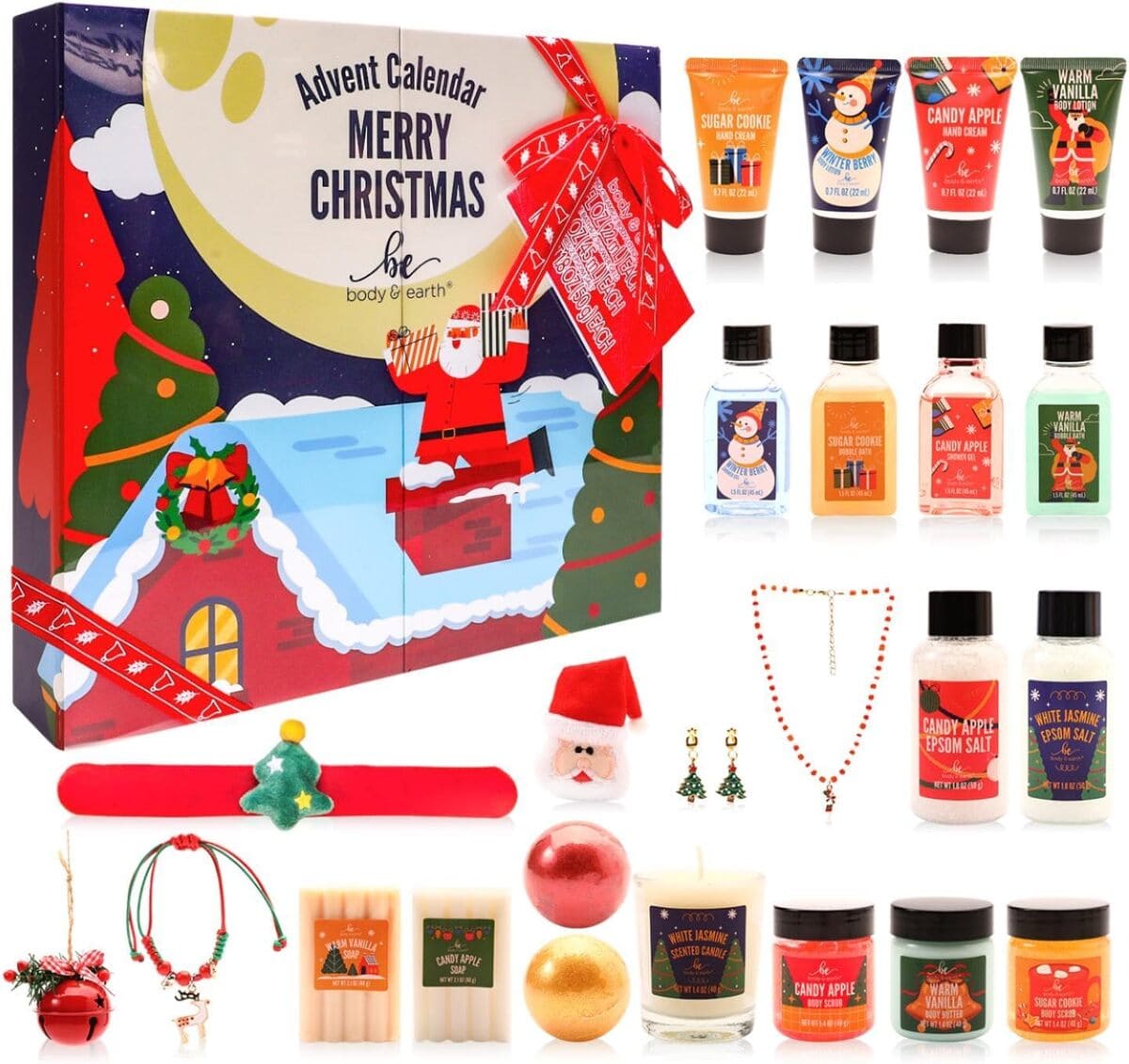 Los productos de baño y adornos navideños del Calendario de Adviento Body Earth 2023 Rouge