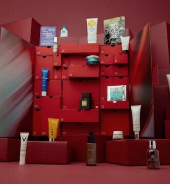 La caja y los productos del Calendario de adviento Lookfantastic 2025 para hombres