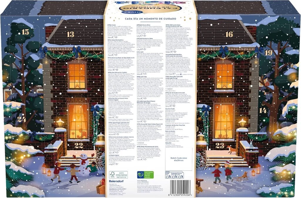 Parte posterior de la caja del Calendario de adviento Nivea 2026
