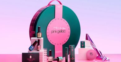 La caja y los productos del Calendario de adviento Pink Gellac 2026