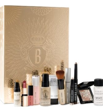 Calendario de Adviento Bobbi Brown 2024 2 La caja dorada y los cosméticos que incluye el Calendario de Adviento Bobbi Brown 2024