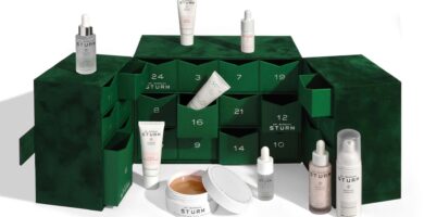 La caja y algunos productos del Calendario de adviento Dr. Barbara Sturm 2025