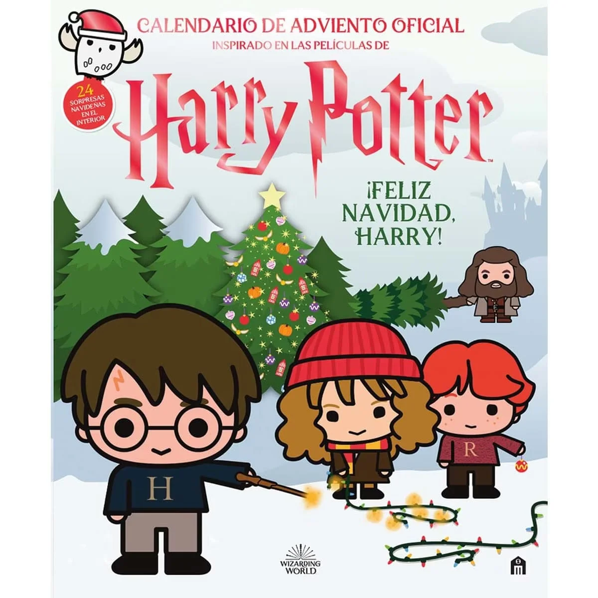 La portada del Calendario de Adviento Harry Potter Wizarding World 2023, con dibujos de los personajes