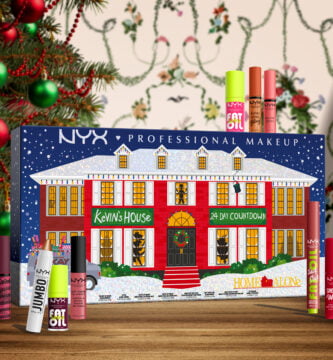 La caja y algunos de los productos del Calendario de Adviento NYX 2024 "Home Alone"