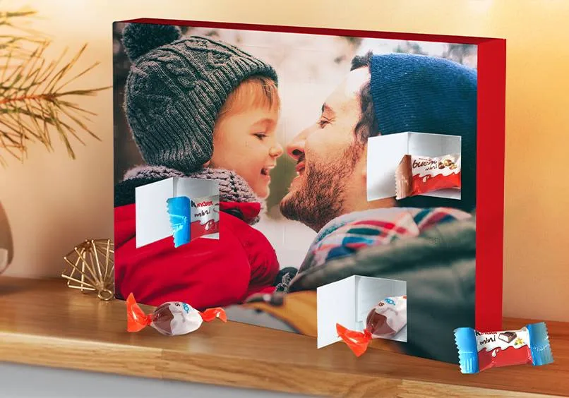 Calendario de Adviento con foto personalizada y chocolate Kinder