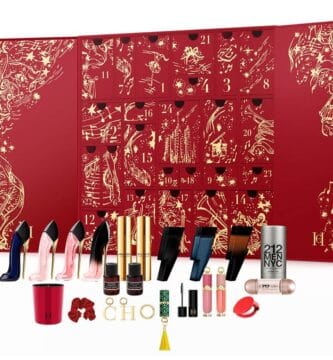 La caja y los productos del Calendario de adviento Carolina Herrera 2025