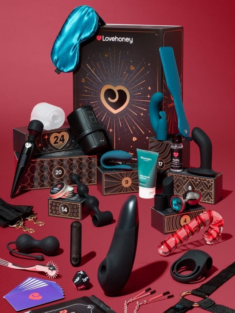 La caja y los productos del Calendario de adviento Lovehoney Luxury 2026 (24 días)