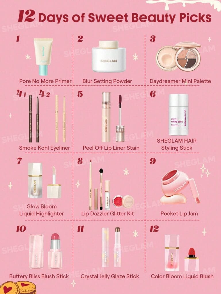 Los 12 productos del Calendario de adviento SHEGLAM 2025