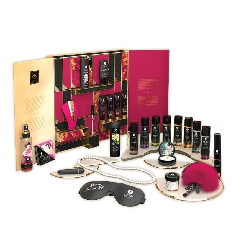Calendario de adviento Shunga Desires: 25 sorpresas para celebrar su 25 aniversario 1 La caja y los productos del Calendario de adviento Shunga Desires