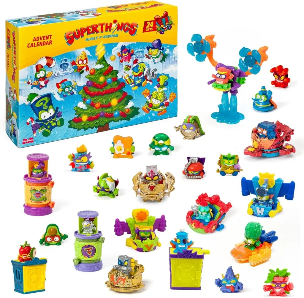 La caja y los juguetes del Calendario de adviento SuperThings 2025 "Rivals of Kaboom"