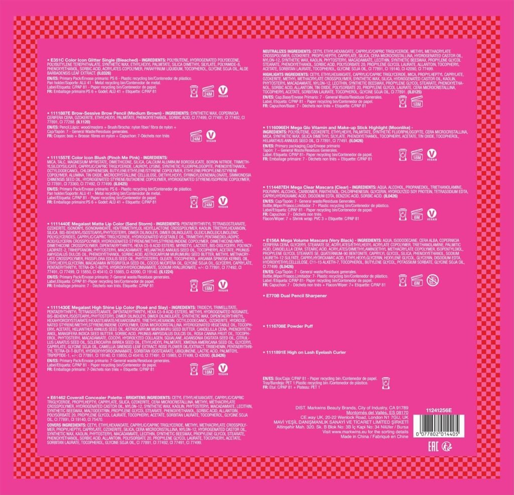 La parte posterior de la caja del Calendario de adviento Wet n Wild 2026 La parte posterior de la caja del Calendario de adviento Wet n Wild 2026