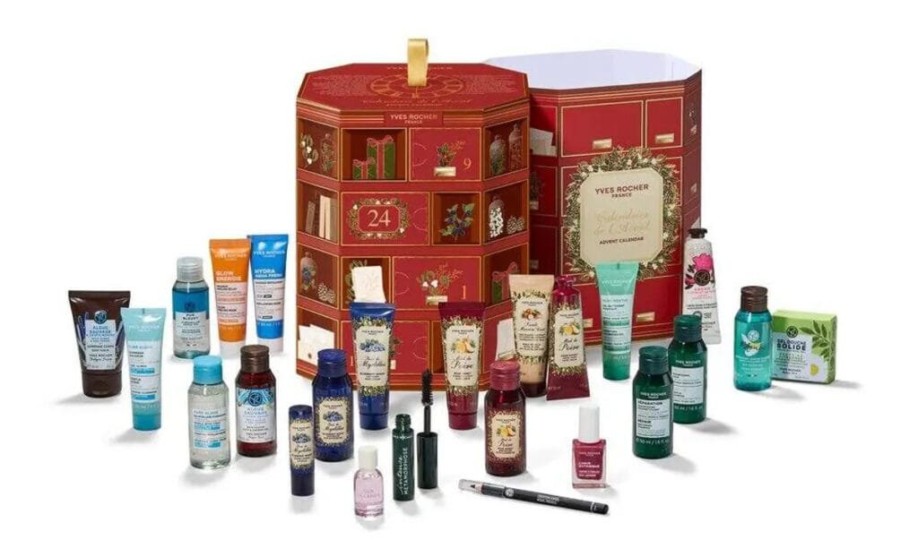 La caja y los 24 productos del Calendario de adviento Yves Rocher 2026 Clásico