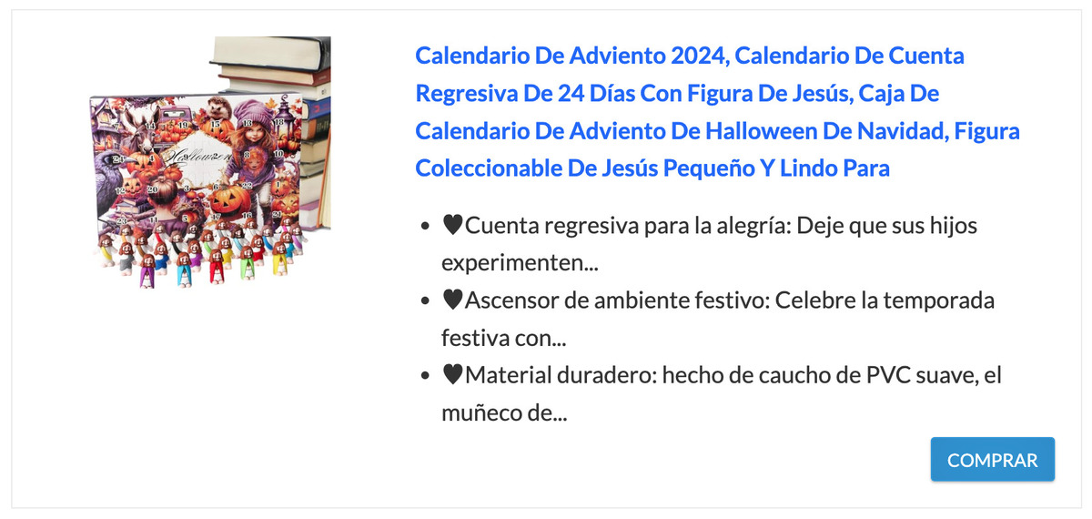 Calendarios de Adviento de Jesucristo para Halloween en Amazon