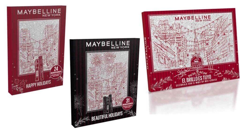 Tres calendarios de adviento Maybelline 2026