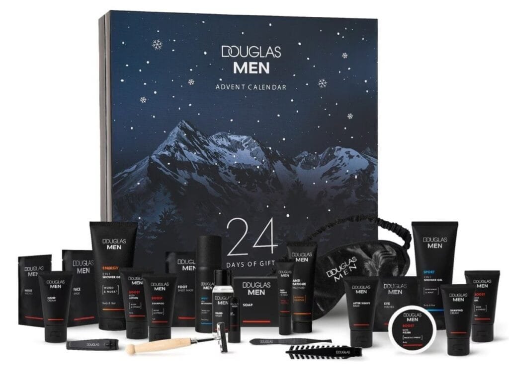 La caja y los productos del Calendario Douglas Men’s 2026