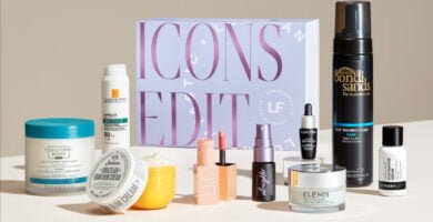 La caja y los productos de la Edición de belleza Icons de Lookfantastic