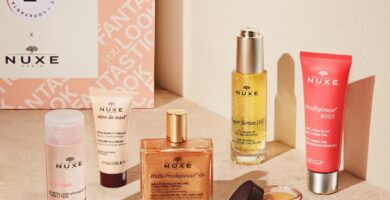 La caja y los seis productos de la edición Lookfantastic x Nuxe