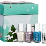 La caja y los productos del El interior del Calendario de Adviento Essie Mini 2024