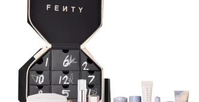 La caja y los productos del Calendario Adviento Fenty Beauty 2024