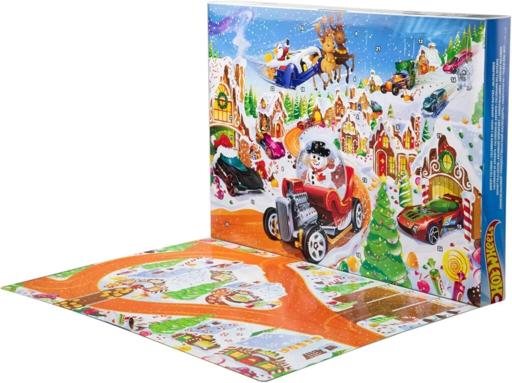 El desplegable de juego del Calendario de Adviento Hot Wheels 2025