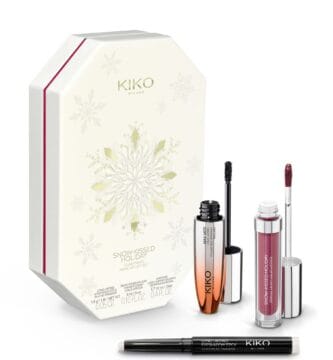 La caja y los productos del Kiko Milano Glam Faves Make Up Gift Set