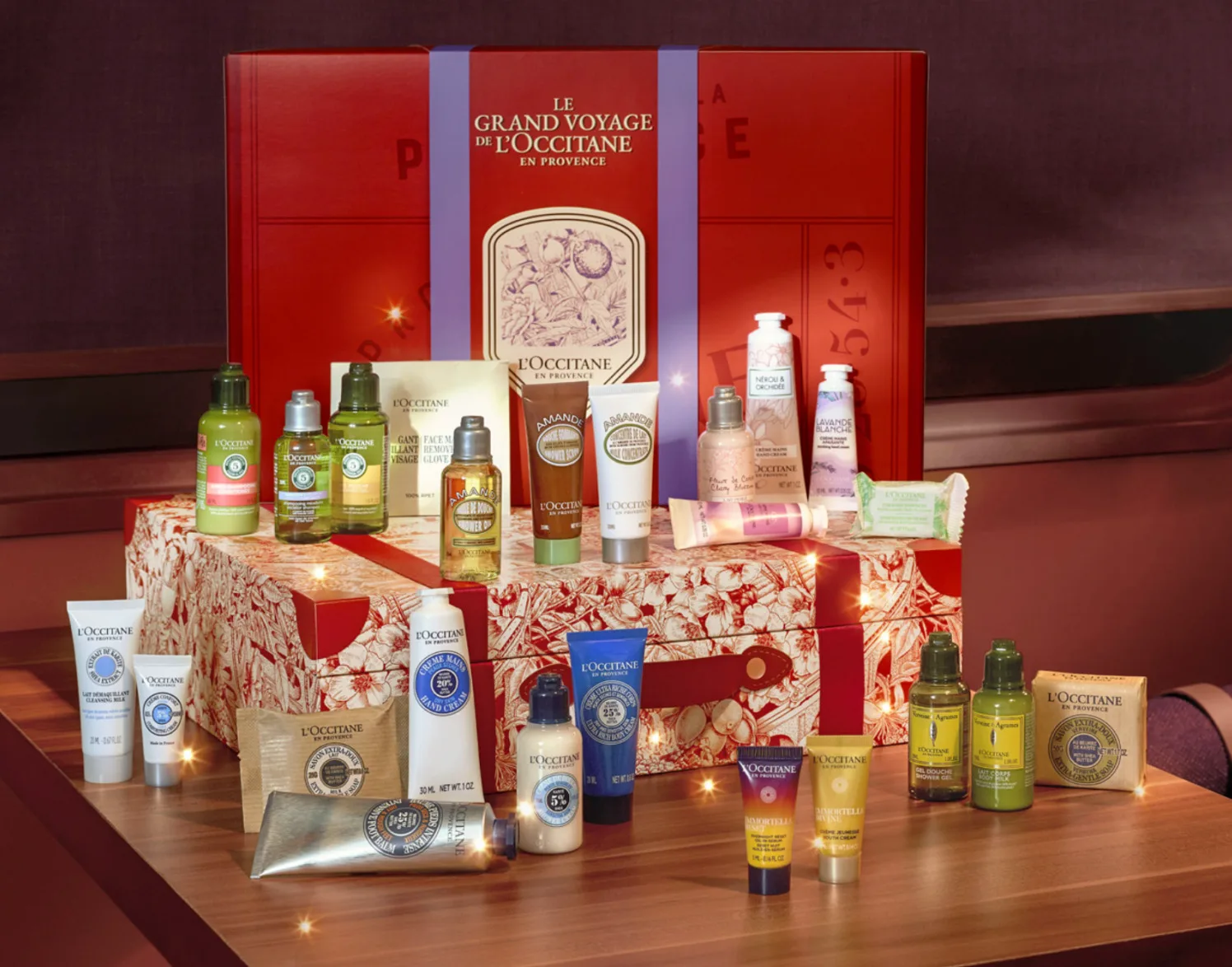 La caja y los productos del Calendario de Adviento L'Occitane Clásico 2024