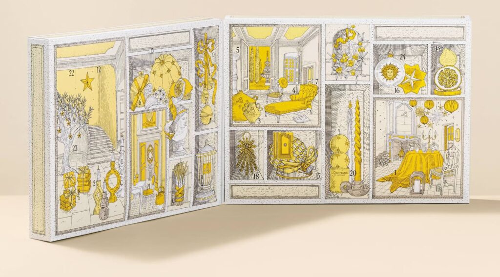 El interior de la caja del Calendarios de adviento L'Occitane 2025