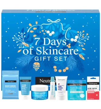 La caja y los productos del Calendario de adviento Neutrogena 2025