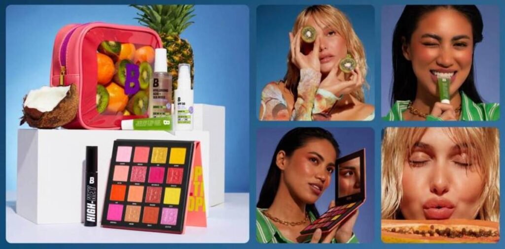 Varios productos de cosmética y maquillaje para este verano, con modelos anunciándolos.