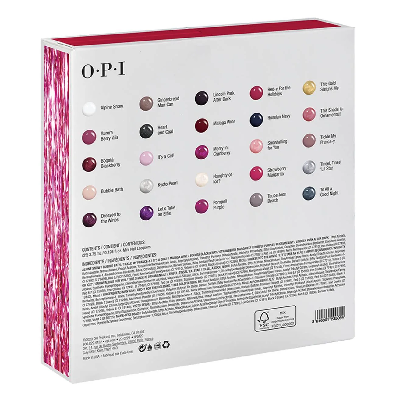 OPI calendario 2020 colores