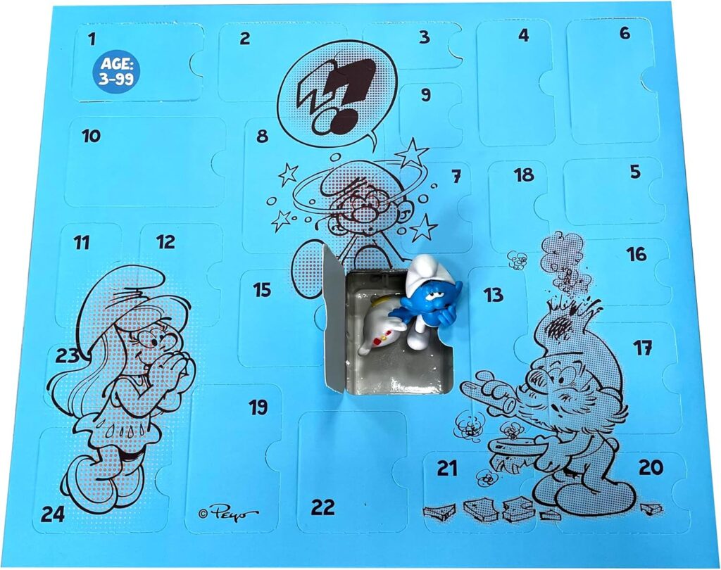 El interior azul del Calendario de Adviento de Los Pitufos