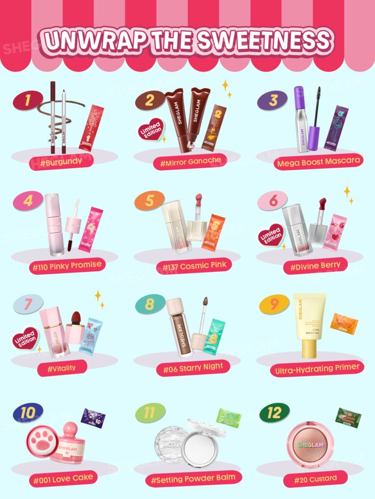 Los 12 productos del Calendario de adviento SHEGLAM 2026