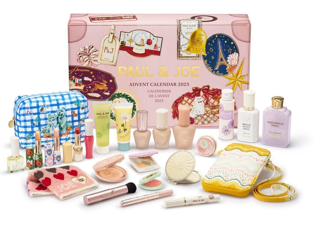 La caja y los productos del Calendario de adviento Paul & Joe 2025