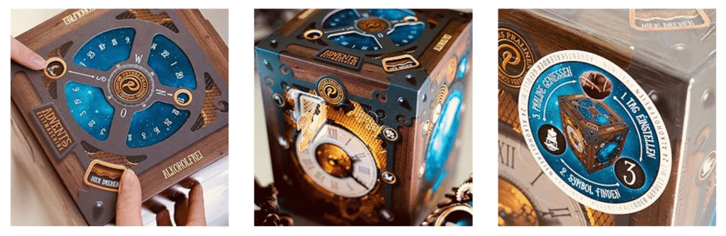 Tres imágenes del calendario de adviento de chocolate Peters "Advent Time Machine" Tres imágenes del calendario de adviento de chocolate Peters "Advent Time Machine"