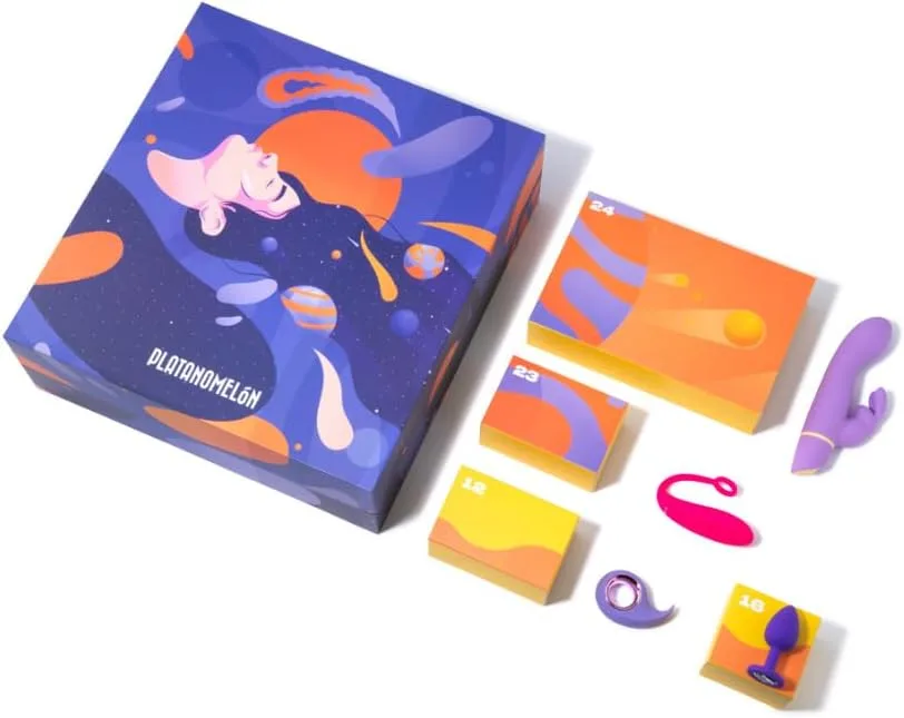 La caja y algunos productos del Calendario de Adviento Platanomelón 2024 Vulva La caja y algunos productos del Calendario de Adviento Platanomelón 2024 Vulva