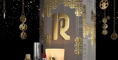 La lujosa caja del Calendario de Adviento Rabanne 2024 con alguno de los productos que contiene