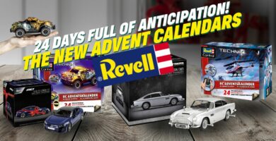 Varios de los modelos de Calendarios de Adviento Revell de modelismo