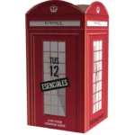 La caja con forma de cabina de teléfono londinense del Calendario de adviento Rimmel 2025