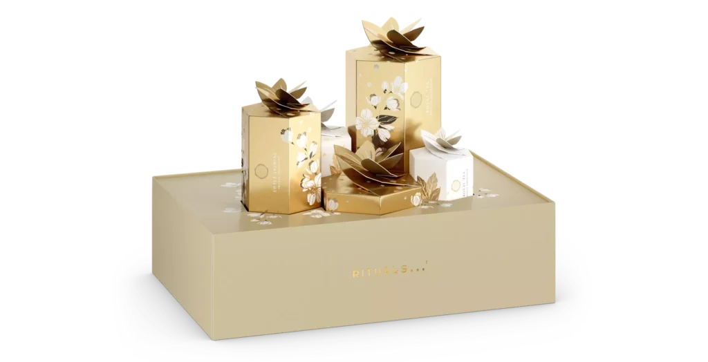 La caja y las sorpresas del Calendario de adviento Rituals Premium 2025
