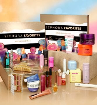 La caja y los productos del Calendario de adviento Sephora Favorites 2025