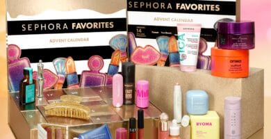 La caja y los productos del Calendario de adviento Sephora Favorites 2025