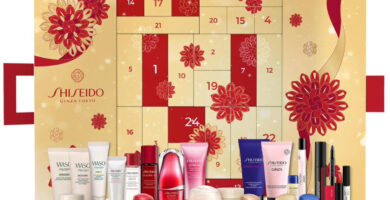 La caja y los productos del Calendario de Adviento Shiseido 2024